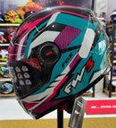 Capacete FW3 GTX FOX Azul Tifany, com óculos interno