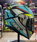 CAPACETE ASX EXPLORER BRILHO PRETO AZUL BRANCO