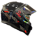 Capacete ASX EAGLE SV SOLID PRETO BRILHO GRAFITE VERMELHO