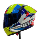 Capacete KYT TT COURSE XAVI FORES CROSSOVER BLUE RED YELLOW