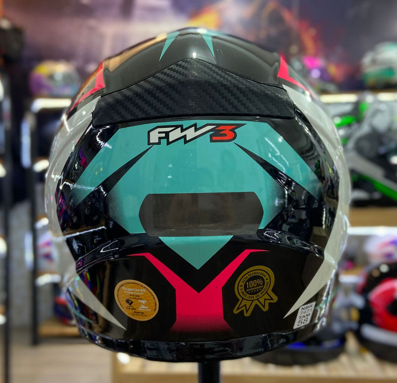 Capacete FW3 GTX STAR PRETO  TIFANY COM ROSA