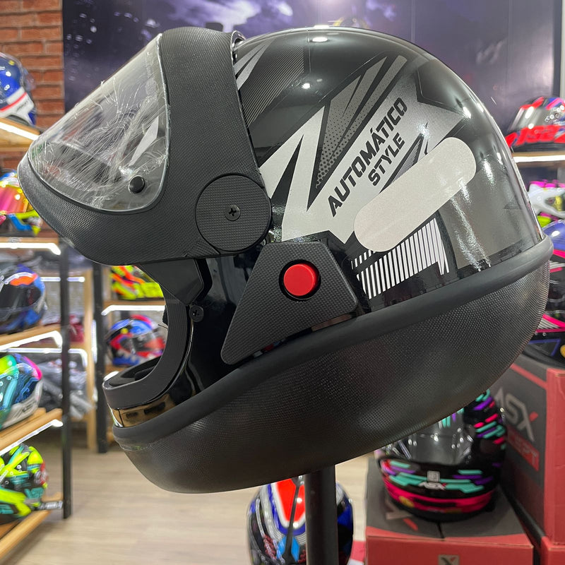 Capacete EBF Automático Style, Preto e Prata