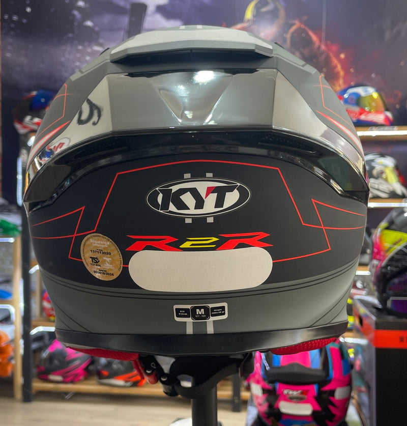 Capacete KYT R2R Led Matt Black Grey com óculos interno
