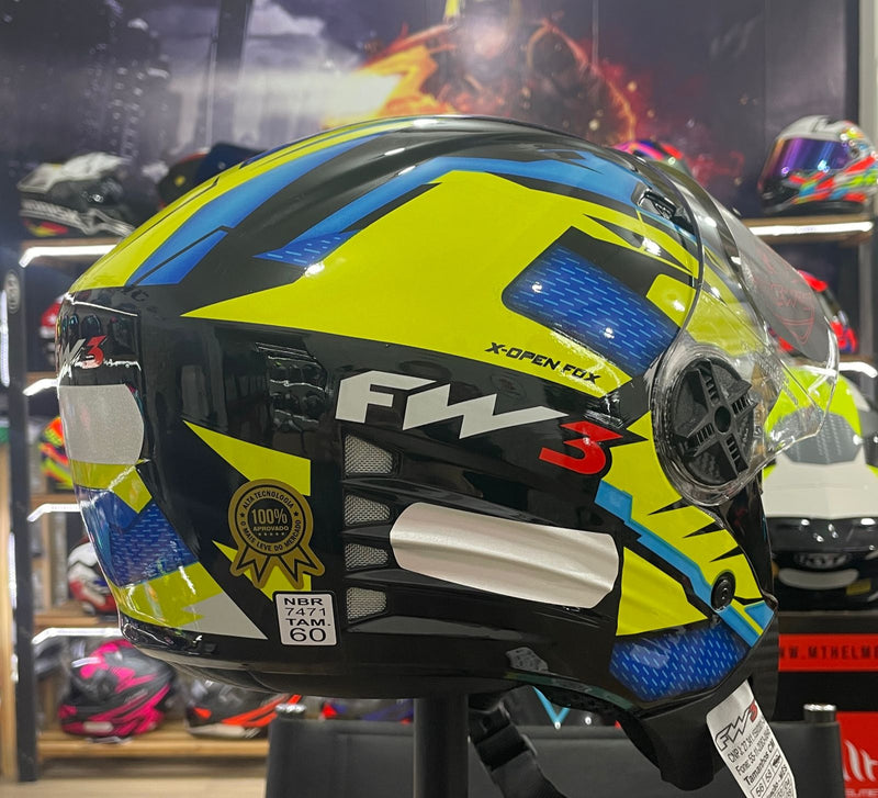 Capacete Aberto FW3 X Open Up Fox Amarelo com preto