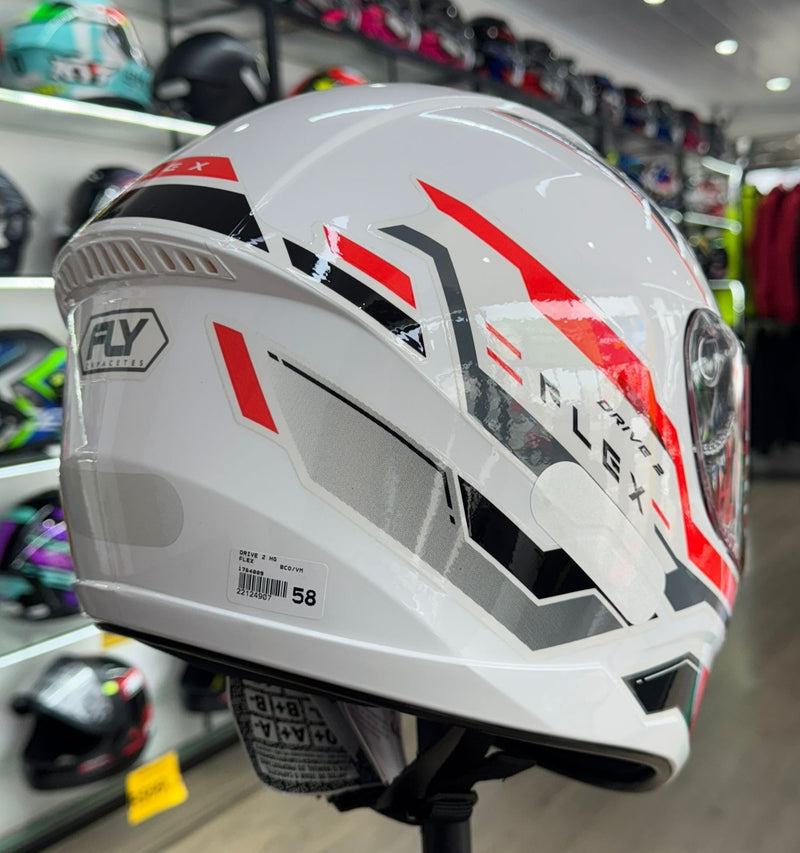 Capacete FLY DRIVE HG FLEX BRANCO VERMELHO