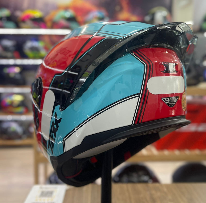 Capacete TEXX RAPTOR HORNET AZUL VERMELHO BRANCO