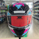 Capacete Texx Strike azul Rosa Branco Preto