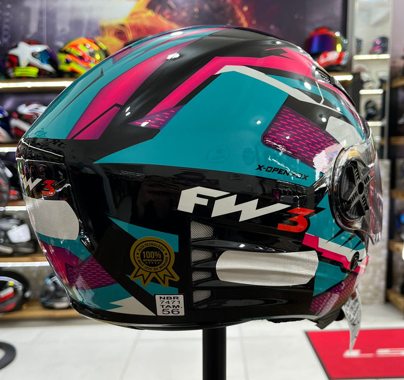 Capacete Aberto FW3 X Open Up Fox Azul Tifanny