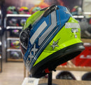 Capacete Texx STRIKER SUPERSTAR VERDE AZUL BRANCO