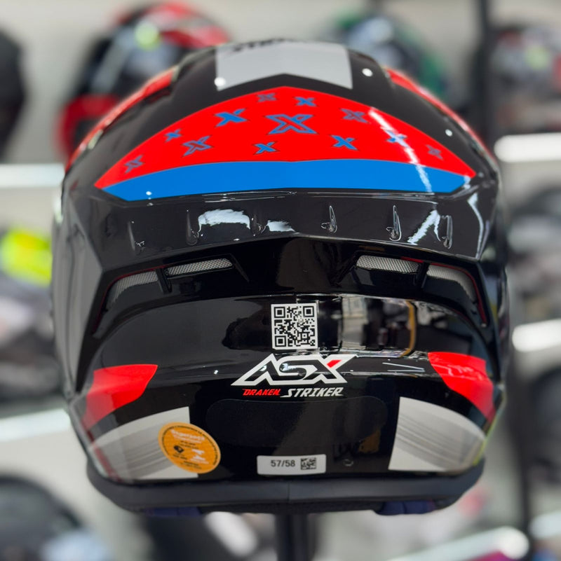 Capacete ASX Draken Striker Preto/Azul/Verm.