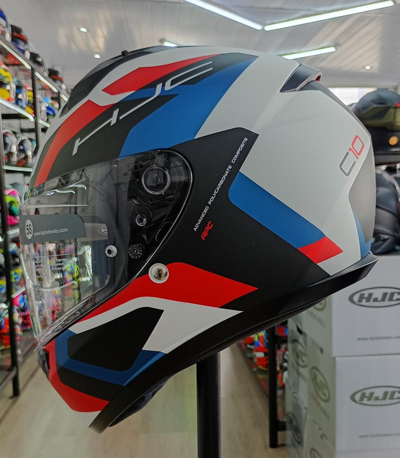 Capacete HJC C10 Tins - Branco/Vermelho/Preto/Azul