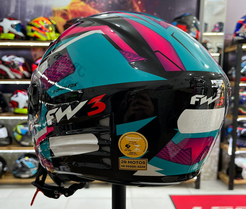 Capacete Aberto FW3 X Open Up Fox Azul Tifanny