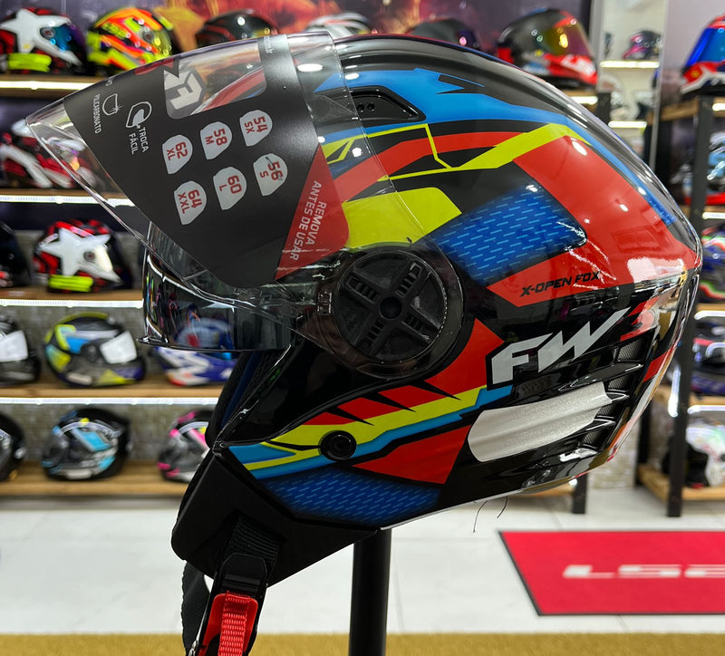 Capacete Aberto FW3 X Open Up Fox Laranja com amarelo