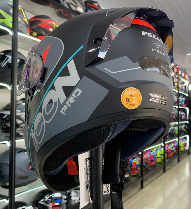 CAPACETE PEELS ICON PRO FIELD PRETO FOSCO CIANO