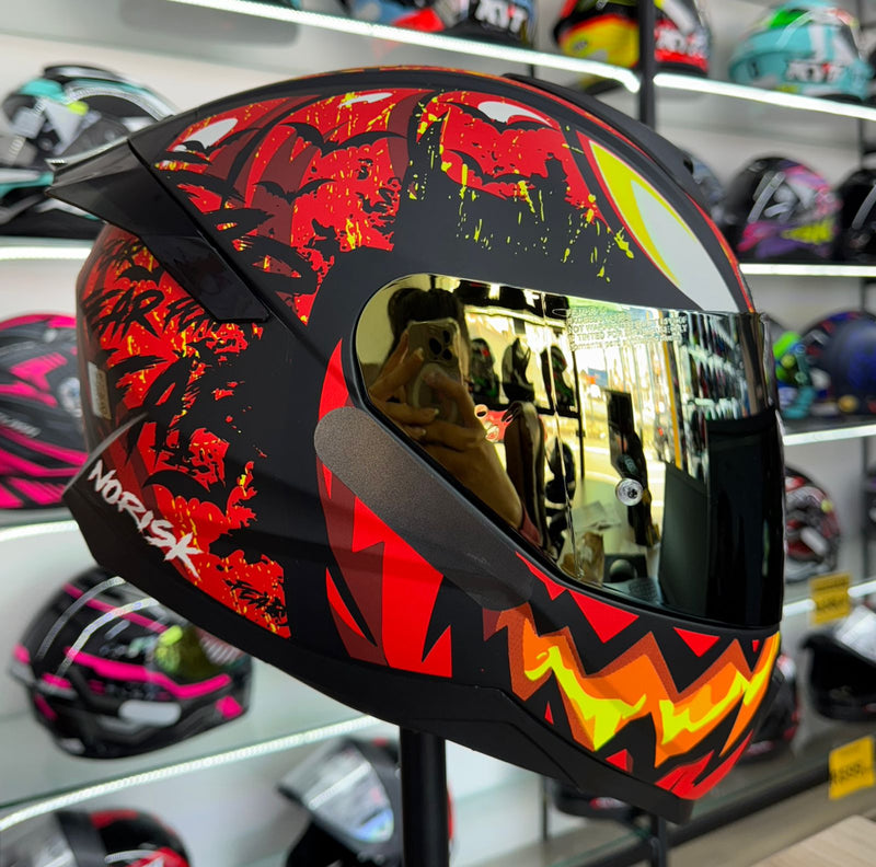 Capacete Norisk RAZOR HALLOWEEN MATTE ORANGE Viseira + Aero