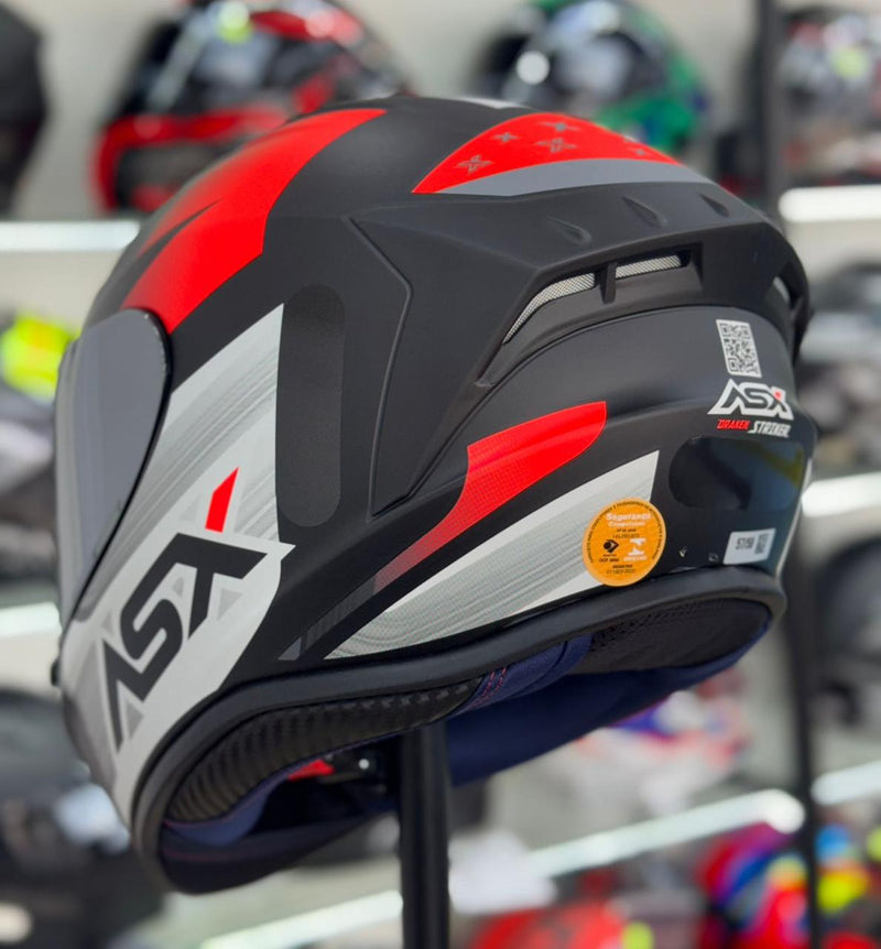 Capacete ASX Draken Striker cinza/verm.