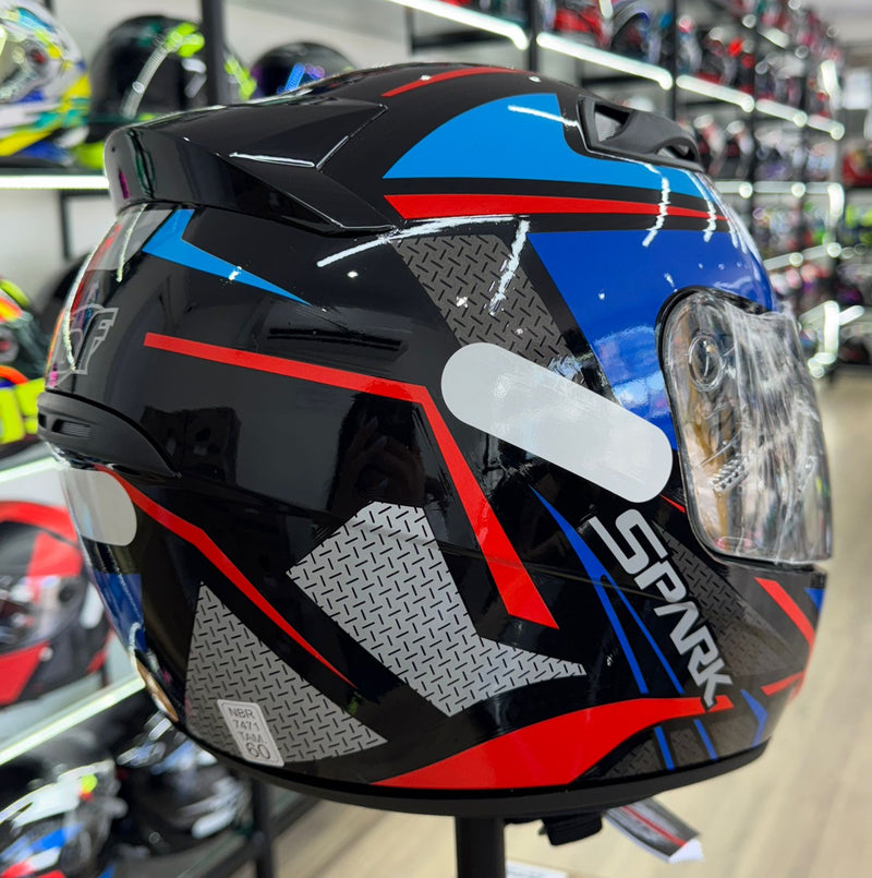 Capacete EBF Spark Spider Vermeho, azul e cinza