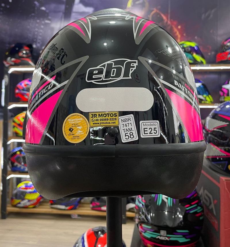 Capacete EBF Automático Style, Preto e Rosa