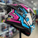 CAPACETE TEXX RAPTOR GENESIS AZUL ROSA E BRANCO