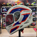 Capacete FLY Drive 2 PULSE Branco Azul e Verm.