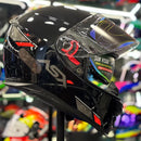 Capacete ASX EAGLE SV SOLID PRETO BRILHO GRAFITE VERMELHO