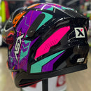 Capacete ASX CITY SV DIAGON PRETO AMRELO LILAS