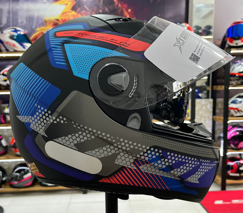 Capacete X troy com óculos interno Azul e vermelho