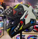 Capacete FW3 GTX STAR PRETO E AZUL COM AMARELO