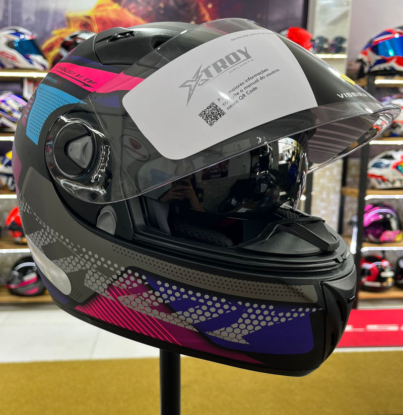 Capacete X troy com óculos interno Rosa