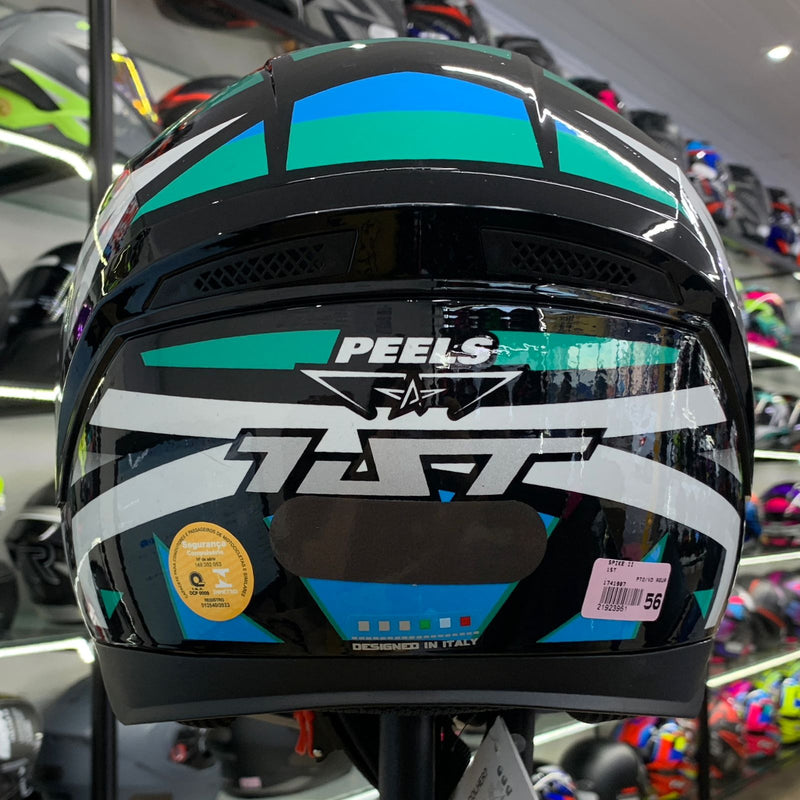 CAPACETE PEELS SPIKE II 1ST PRETO VERDE AGUA