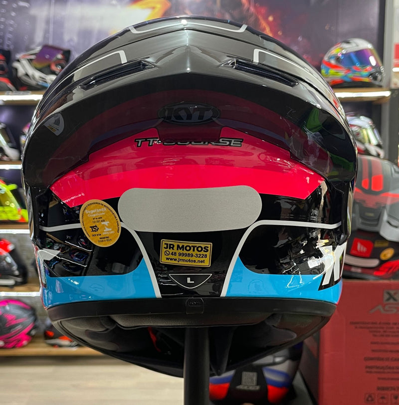 Capacete KYT TT COURSE Overtech Black, Pink + VISEIRA COLORIDA E AEROFOLIO