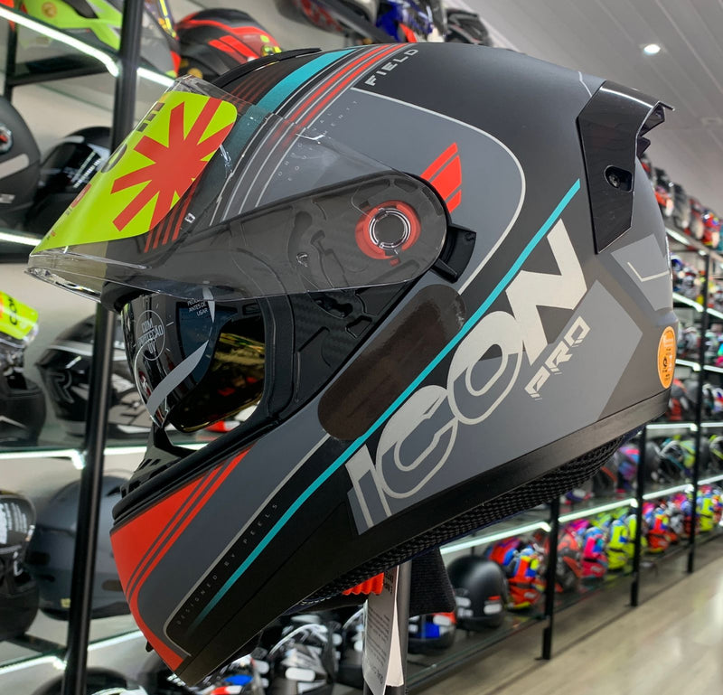 CAPACETE PEELS ICON PRO FIELD PRETO FOSCO CIANO