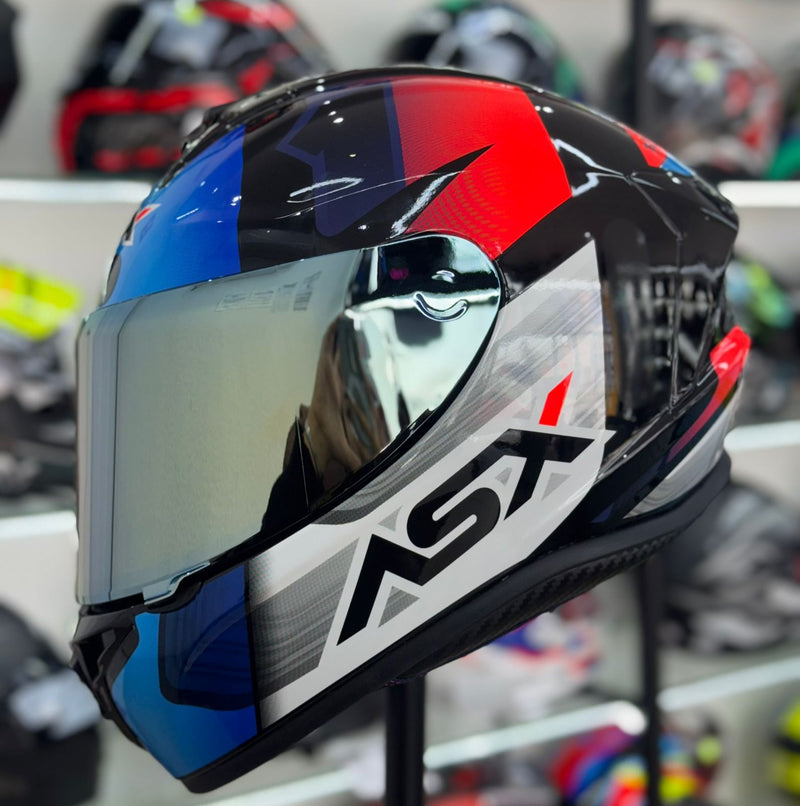 Capacete ASX Draken Striker Preto/Azul/Verm.