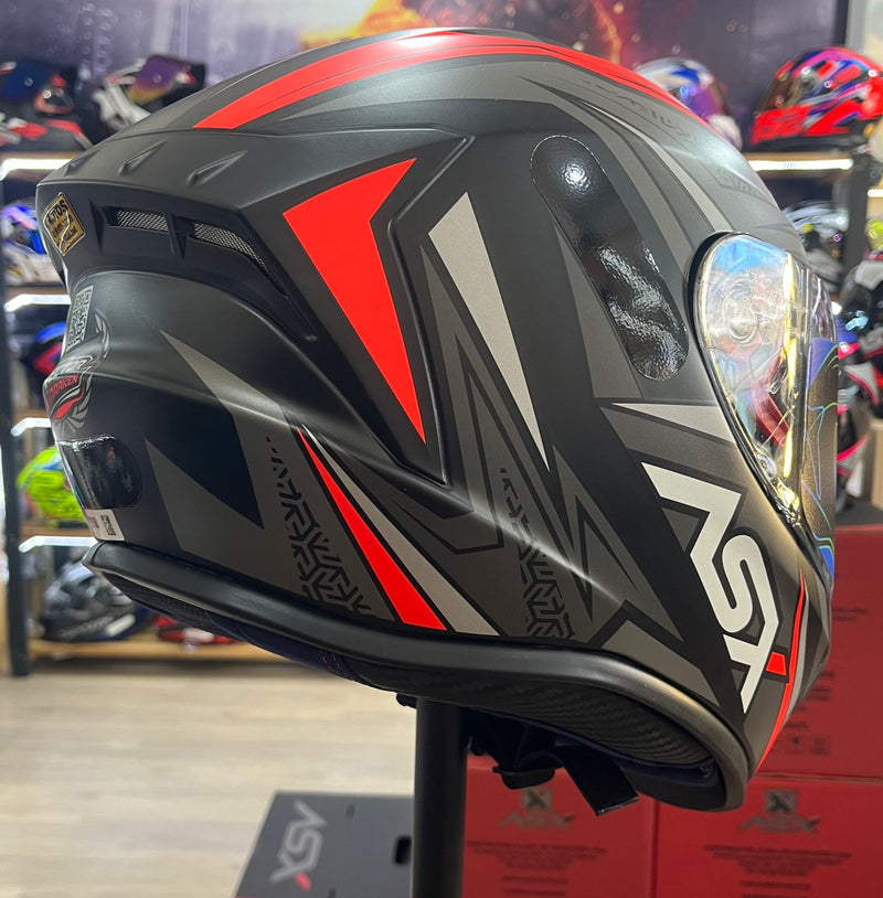 Capacete Sportivo ASX Draken Vector Fosco Vermelho, preto e cinza
