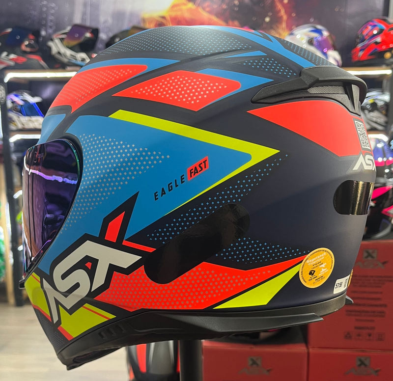 Capacete Sportivo ASX Eagle Fast Azul, vermelho e azul
