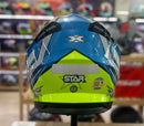 Capacete Texx STRIKER SUPERSTAR VERDE AZUL BRANCO