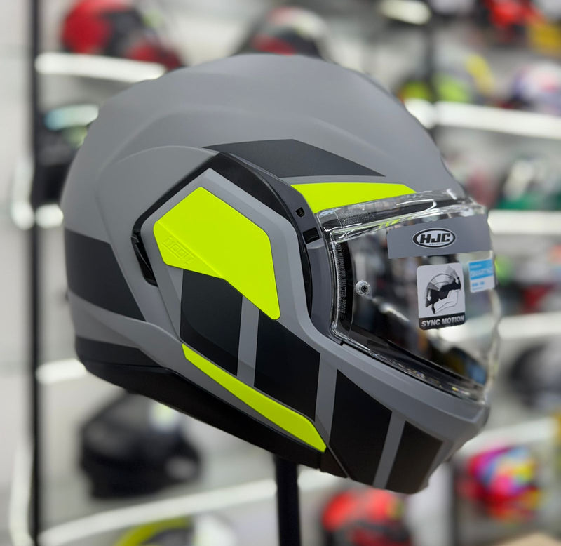 CAPACETE HJC I100 180º Beis Cinza, Preto e Verde