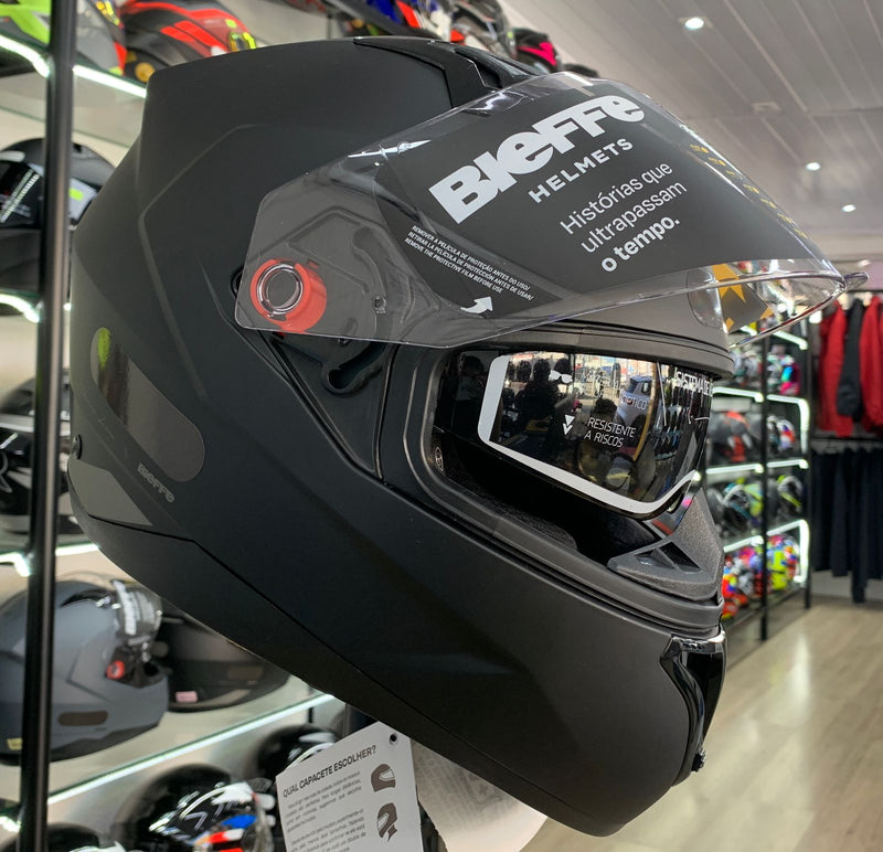 CAPACETE BIEFFE B-40 CLASSIC PRETO FOSCO GRAFITE