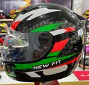 Capacete EBF New Fit Control Verde, vermelho e branco