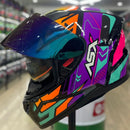 Capacete ASX CITY SV DIAGON PRETO AMRELO LILAS