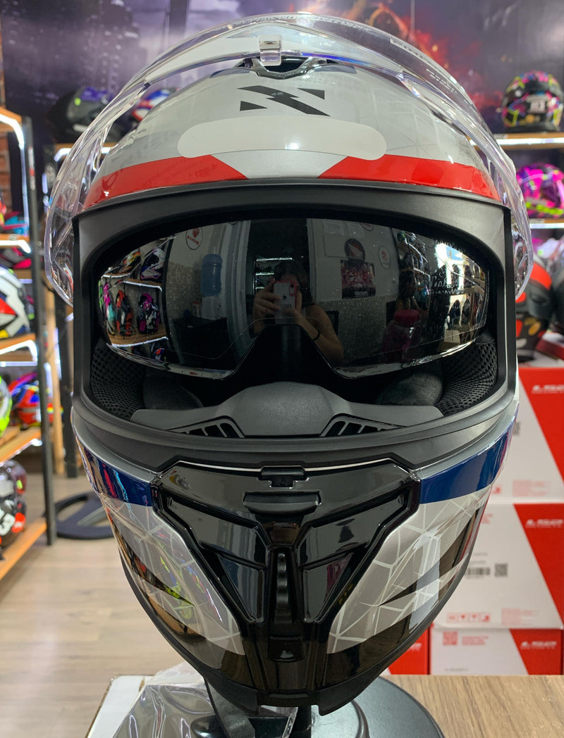 CAPACETE NORISK STRADA II EVOQUE SILVER RED BLUE