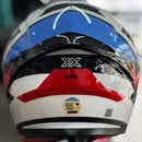 Capacete TEXX HUNTER ARK PRETO VERM AZUL E BRANCO BRILHO