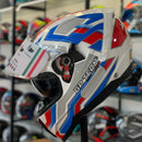 Capacete GP TECH  ULTRA SV SPACE BRANCO AZUL VERMELHO