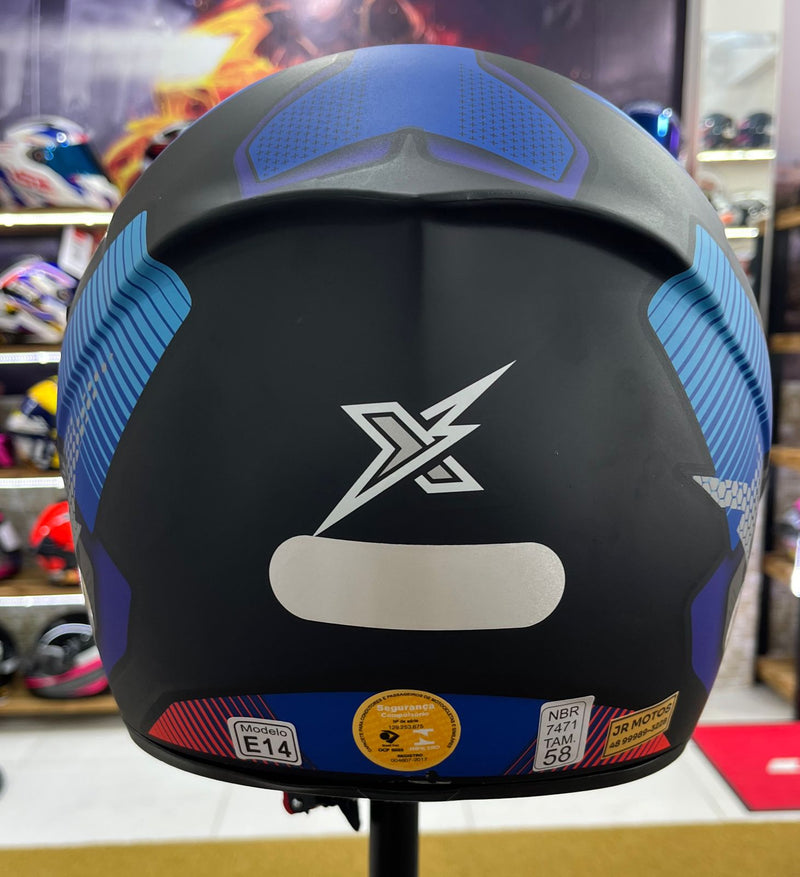 Capacete X troy com óculos interno Azul e vermelho